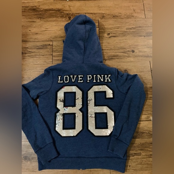 PINK VS VINTAGE BLING LOVE PINK FUR HOODIE MEDIUM - Picture 4 of 12